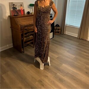 Sparkling Brown Maxi Dress